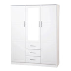 Palace Imports 100% Solid Wood Cosmo 3-Door Wardrobe Armoire with Solid Wood or Mirrored Doors