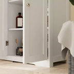 HOMCOM Bathroom Floor Cabinet with Adjustable Shelf, Freestanding Bathroom Storage Cabinet with 4 Drawers and 2 Doors, White