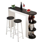 Modern Black-White Wooden Asymmetrical Shelves Bar Tables