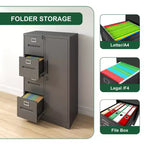 Metal Storage Vertical Filing Cabinet with Lock, Steel File Locker with 4 Drawers