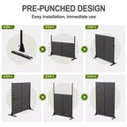 MAYEERTY Room Divider Screen Francis Rice Pattern Black Galvanized Sheet 72x47x2in 3-Piece Set 3-Piece Set