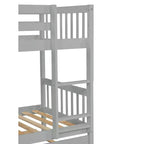 Twin Over Twin Modern Wood Bunk Bed with Trundle, Convertible into 2 Beds