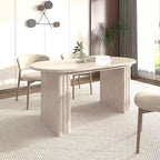 Okak 78IN Extendable Dining Table for 4-8 People, Kitchen Table with Wooden Strip Base, Foldable Table for Living Room, Dining Room