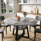 47 Round Dining Table for 4, Kitchen Dining Room Circle Dinner Pedestal Table, Space Saving Wood Kitchen & Dining Room Furniture