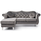 Hollywood Velvet Sofa with Reversible Chaise