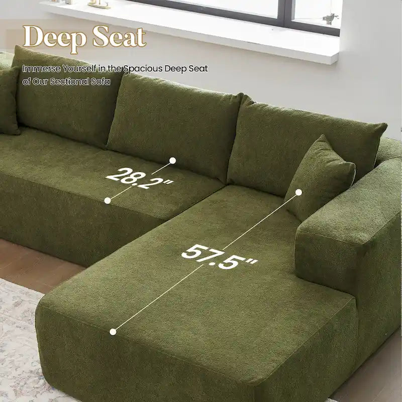 Modern Upholstery Chaise Sofa with Pillows for Living Room
