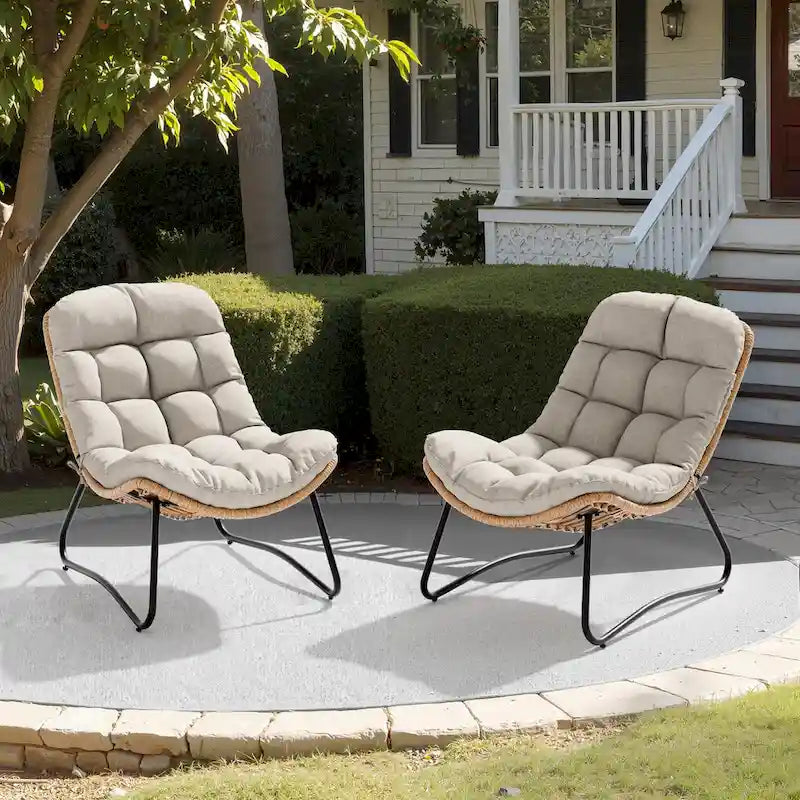 Papasan PE Rattan Chair with Cushion For Indoor Outdoor