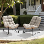 Papasan PE Rattan Chair with Cushion For Indoor Outdoor