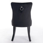 High Back Dining Chairs Set of 2, Upholstered PU Leather Kitchen Chairs Side Chair with Rear Handle Wood Legs
