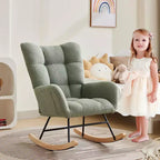 Nursery Rocking Chair, Living Room Glider Rocker for Breastfeeding, Comfy Accent Chairs for Bedroom, Plush Teddy Upholstered Armchairs Indoor