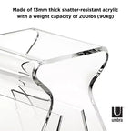 Magino Stool and Magazine Rack Clear: Shatter-Proof Acrylic, No Assembly Required