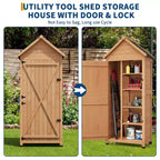 Waterproof Wooden Outdoor Tool Cabinet  Lockable Double Doors, 3 Adjustable Shelves & Sloped Roof  Space-Saving Storage for Patio, Yard or Lawn