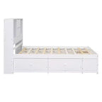 Queen/King Size Platform Bed Pine Wood Bed Frame with Storage Headboard and 8 Drawers