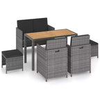 vidaXL Patio Dining Set Dining Table and Chairs Poly Rattan and Wood