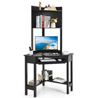 Corner Desk with Hutch Triangle Corner Computer Desk with Bookshelves