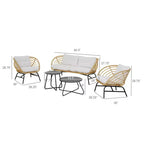 GRANDPATIO Outdoor 5-piece Wicker Patio Set With Loveseat
