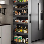Modern Wooden Buffet Table with Open Shelves and Caster