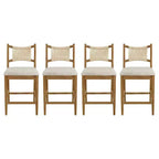 Christopher Knight Home Natalie Modern Rubberwood Upholstered Counter Stools with Woven Rope Backrest (Set of 4)