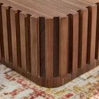 31.5 Modern Handcraft Drum Coffee Table, Square, Walnut MDF Pedestal