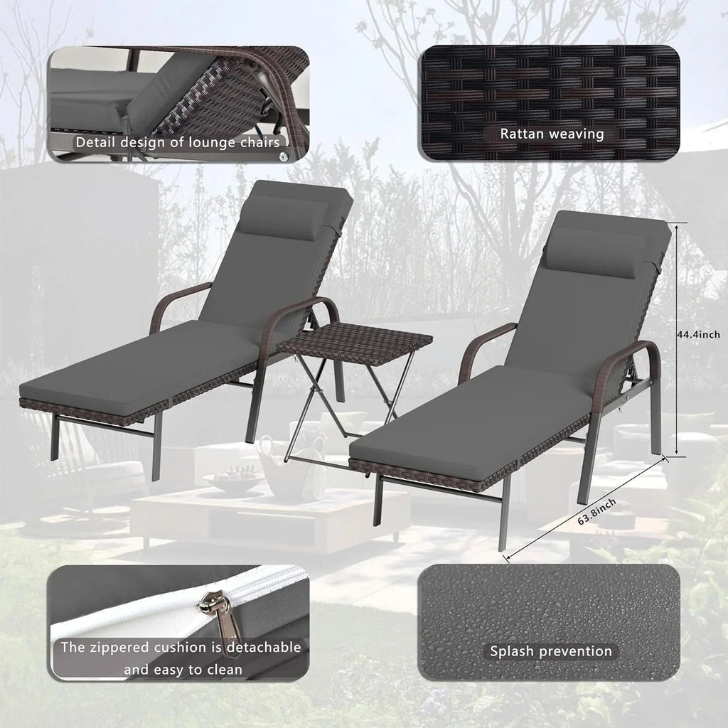 Kullavik 3-PiecesOutdoor Chaise Lounge Set