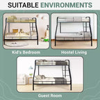 Full Metal Bunk Bed Low Height Safety Design with Guardrails, Angled Ladder and Underbed Storage