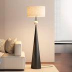 Contemporary Tapered Metal Floor Lamp Fabric Shade