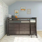 Max & Lily Twin-Size Low Loft with Pull-Out Desk and 3-Drawer Dressers