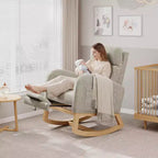 Modern Soft Rocking Chair with Pillow & Side Pockets, for Living Room, Bedroom
