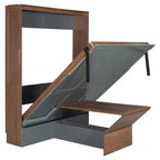 Full Size Murphy Bed, Wooden Full Cabinet Bed Wall Bed with Foldable Desk, Folding Wall Chest Bed for Guest Room Office