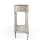 Marble Top Console Table ¨C Light Brown / Grey / Washed Black, Demilune, 1-Person Assembly