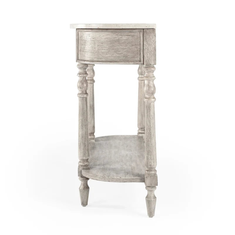 Marble Top Console Table ¨C Light Brown / Grey / Washed Black, Demilune, 1-Person Assembly