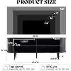 AMERLIFE 70 TV Stand with Solid Wood Legs, Mid Century Modern TV Console with Tambour Door