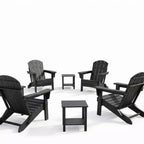 Folding Adirondack Chairs Set of 4 with 2 Side Tables, Modern Outdoor HDPE Chairs for Patio, Deck Balcony Backyard Lawn