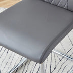 Modern Tempered Glass Dining Table Set with U-shaped Marble Pattern Base and PU Upholstered Chairs