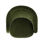 Jennifer Taylor Home Serena 31.5 Ruched Barrel Back Accent Arm Chair with Bullion Fringe, Olive Green Performance Velvet