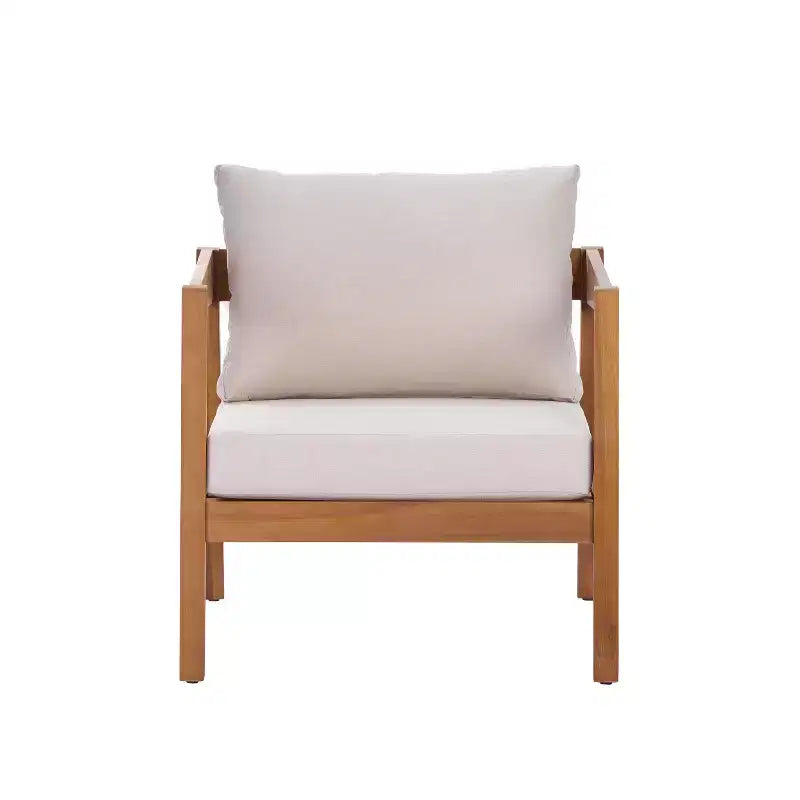 ModernLuxe 4/5-Piece Acacia Wood Patio Furniture Sofa Set, Outdoor Conversation Set with Coffee Table for Porch/Garden/Balcony