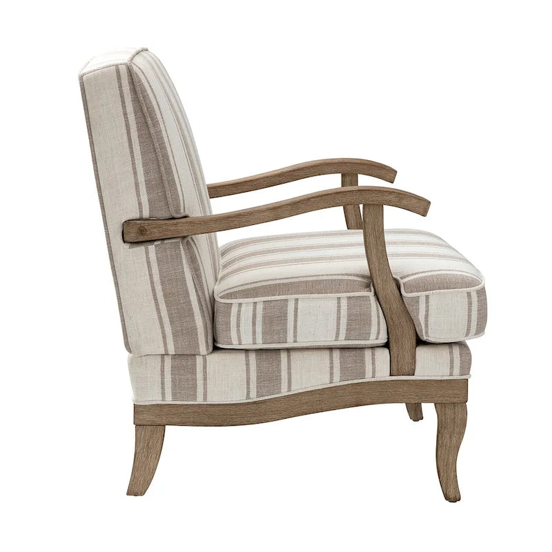 Rinaldo Farmhouse Polyester Armchair with Solid Wood Legs Set of 2 by HULALA HOME