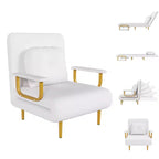 Folding Sofa Bed 3-in-1 Convertible Chair - 5-Position Adjustable Backrest with Pillow, Space-Saving Sleeper for Living Room, Bedroom & Office (White)