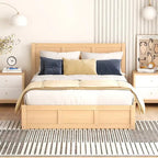 Wood Platform Bed with Underneath Storage and 2 Drawers