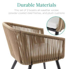 Best Choice Products Set of 2 Outdoor Patio Dining Chairs Woven Wicker Seating 250lb Capacity
