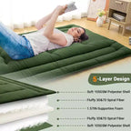 Portable Roll-Up Floor Mattress, Japanese Futon Guest Bed & Foldable Camping Sleeping Pad