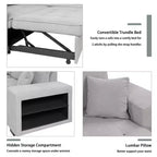 104.5 Reversible L-Shape Sleeper Sectional with Storage Chaise & 2 Stools - Convertible 3-Seat Sofa Bed for Living Room