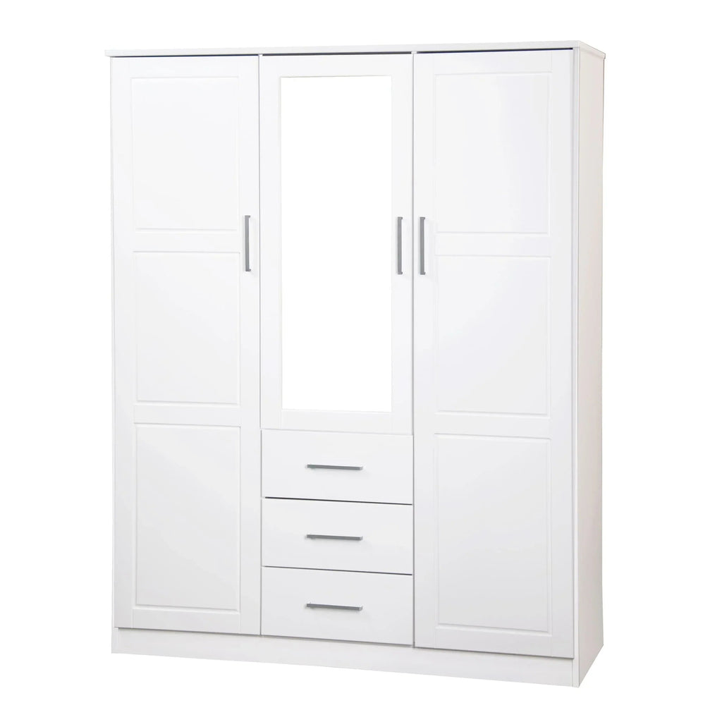 Palace Imports 100% Solid Wood Cosmo 3-Door Wardrobe Armoire with Solid Wood or Mirrored Doors