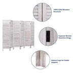 67 High 6 Panel Room Divider Furniture Classic Venetian Wooden Slat Home