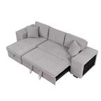 104.5 Reversible L-Shape Sleeper Sectional with Storage Chaise & 2 Stools - Convertible 3-Seat Sofa Bed for Living Room