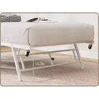 Twin Size Daybed with Trundle, Metal Frame with Wavy Wood Grain Headboard, Lockable Casters, Space-Saving Sofa Bed, No Box Spring Needed