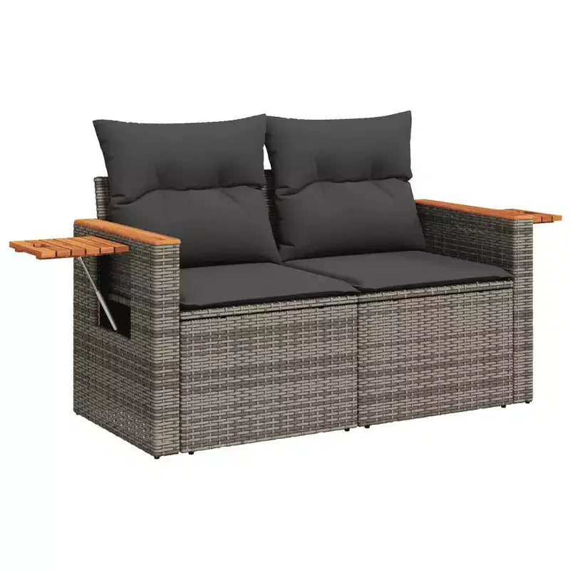 vidaXL 4 Piece Patio Sofa Set with Cushions Poly Rattan Acacia
