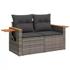 vidaXL 4 Piece Patio Sofa Set with Cushions Poly Rattan Acacia