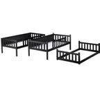 Triple Twin Bunk for Kids, Twin over Twin over Twin Detachable Bunk Bed with Ladder and Guardrail, Separate into 3 Beds