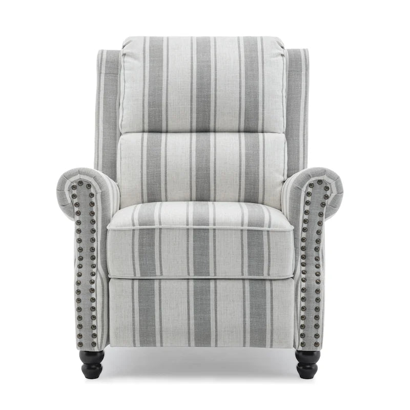 2 Set Nail-head Padded Seat Pushback Recliner Chair